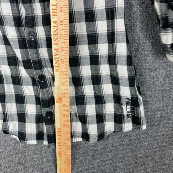 Volcom Button Up Top Women's Small Long Sleeve Checkers 100% Cotton S - Picture 4 of 11